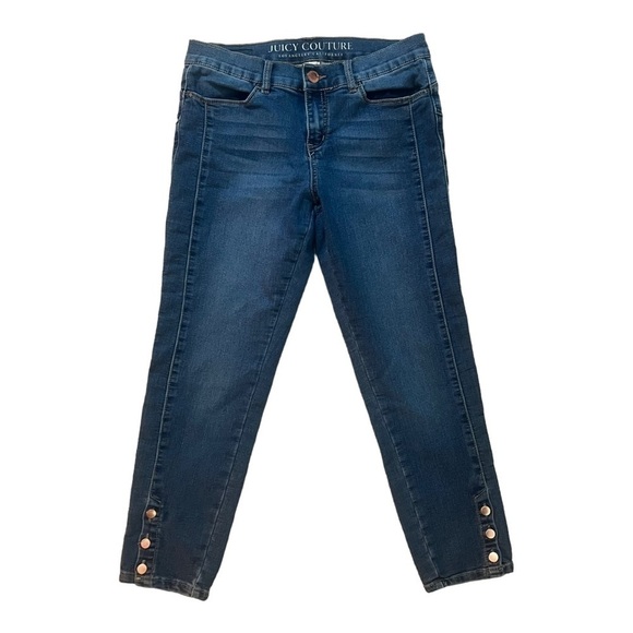Juicy Couture Ankle Cropped Mid Rise Jeans with Button Detailing Size 6 EUC - Picture 1 of 6